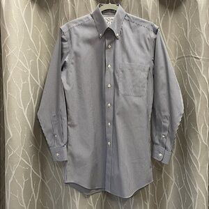 Paul Fredrick Navy and White Striped Dress Shirt size 14-1/2” 32” Slim Fit NICE!